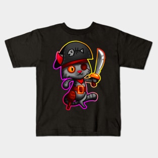 Cat pirate with outline Kids T-Shirt